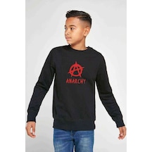 Tshirthane Anarchy Baskılı Unisex Çocuk Siyah Sweatshirt Siyah