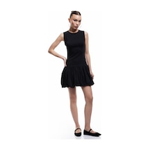 Koton U Yaka Slim Fit Kolsuz Mini Balon Elbise Siyah 5sal80153ıw Siyah