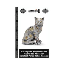 Steampunk Polyester Kedi Figürü Oda Aksesuarı Sanatsal Parça Dekor Nesnesi