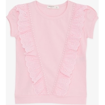 Breeze Kız Çocuk Tişört Güpürlü 1.5-5 Yaş, Pembe-Pembe