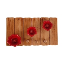 El Yapımı Duvara Asmalı Gelincikli Anahtarlık,dekoratif Anahtarlık Kahverengi