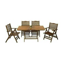 Ürgüp Katlanır Ahşap Bahçe Balkon Seti: 80X120 Masa + 4 Sandalye