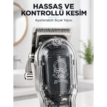 Profesyonel Saç Tıraş Makinesi Şarjlı Lcd Ekranlı 4 Taraklı 1800 Mah Güçlü Motorlu Saç Kesme Makinesi