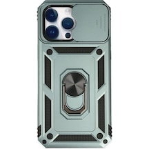 Apple, Uyumlu iPhone 14 Pro Kılıf Pars Lens Yüzüklü Silikon - Yeşil