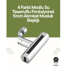 Krom Musluk Başlığı 4'ü 1 Arada Su Çıkışı Kolay Montajlı Açık Gri