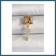 Bezos 316l Çelik Gold Renk Sallantı Zirkon Taşlı Anahtar Model Nomination Charm Ob