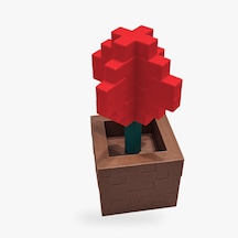 Piksel Alyum Biblo - 3d Baskı, Minecraft Esintili Kırmızı