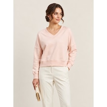 Vıgoss Actıon Kadın Parça Boya Sweatshırt 13950-30034 Somon