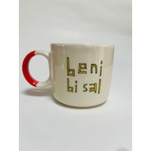 Mor Mürekkep Beni Bi Sal Baskılı Turuncu Kulplu Kupa