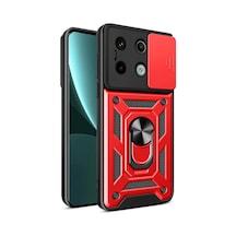 Note 13 Pro 4g Pars Lens Yüzüklü Silikon - Kırmızı