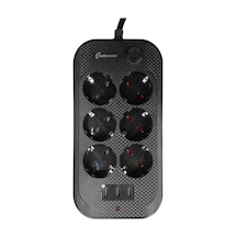 Techmaster 3 Usb Akım Çocuk Korumalı 6lı Priz 2mt Kablo