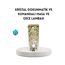 Kristal Rgb Led Masa Lambası Renkli Kumandalı Işık, Dekoratif Ve Enerji Tasarruflu Altın