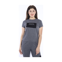 Kadın-Alt-Üst T-Shirt Takım, Rahat Kesim-Cep Detaylı-3834 Antrasit Melanj