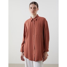 Lcw Modest Pembe Dokulu Oversize Krinkle Kadın Gömlek Tunik