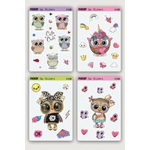 Sevimli Baykuş Sticker Seti - 43 Adet Etiket Çıkartma Diğer