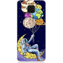 Xiaomi Redmi Note 9 Pro Uyumlu Silikon Kılıf Astronot Ve Gezegenler