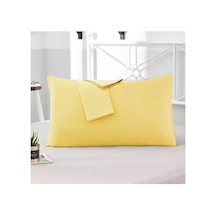 Sarı Renkli Pamuklu Kumaştan Kapaklı Yastık Kılıfı 2 Adet 50 X 70 Cm Sarı Tek Ebat 50 X 70