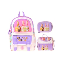 Kaukko Kids Cat Life Mor - Krem Renk Kız Çocuk Üçlü İlkokul Okul Çantası Seti/takımı - Setkk-l5313d