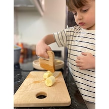 Güvenli Ahşap Kesme Tahtası Ve Bıçağı Montessori Eğitim Materyali, Doğrama Seti Ahşap