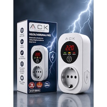 Ack Ay27-00010 Akım-gerilim Korumalı Prizi Tekli Beyaz 15a 140-275v 3000w Regülatör 0