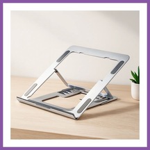 Bezos Katlanabilir Alüminyum Laptop Stand 6 Açılı Gümüş Bzoshb