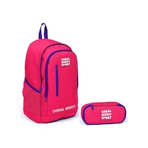 Coral High Sport Neon Mercan Okul Sırt Çantası ve Organizer Kalem