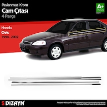 S-Dizayn Honda Civic Krom Cam Çıtası 4 Prç 1998-2002