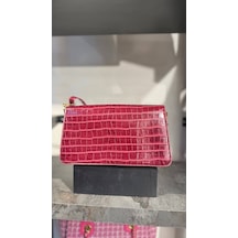 Lovelystore Kroko Desenli 3 Gözlü Günlük Kadın Mini El & Omuz Çantası 24x12 Bordo