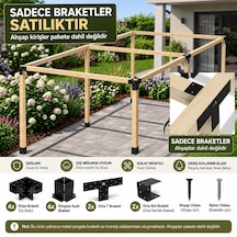 Pergola Braket Seti Ahşap Pergola Metal Bağlantı Aparatları 6 Ayaklı Kahverengi