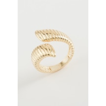 Oval - 739 - Çizgili Metal - Nazblsmm - Yüzük Sarı
