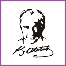 Bezos K.atatürk Silüetli İmzalı Oto Sticker Siyah 19x15cm Rengaren Standart