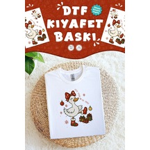 Sevimli Ördek Yılbaşı Kumaş Baskı Yapılabilen Özel Tasarım Ütü Ile Yapışan Tekstil Dtf Baskı Görseli Çok Renkli