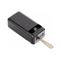 20000mah 4 Usb Çıkışlı Powerbank Type C Lightning Ve Mikro Usb Girişli El Fenerli Siyah
