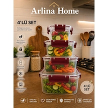 Softchef Sızdırmaz Kare 4 Lü Saklama Kabı Bordo