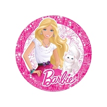 Yenilebilir Yuvarlak Pasta Resim Baskısı 20 Cm Şekerli Kağıt Barbie Temalı 27