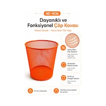 Need Tam Delikli Metal Fileli Turuncu Çöp Kovası - Nd-1036