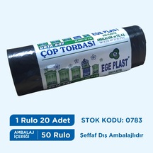 Egeplast Çöp Torbası Orta Boy Siyah Hışır 55X60 Koli 50 Rulo