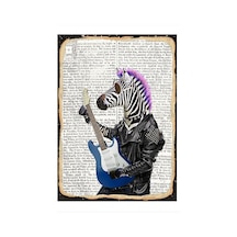 Bedeko Gitar Çalan Zebra Model Mdf Tablo 25 Cm X 35 Cm