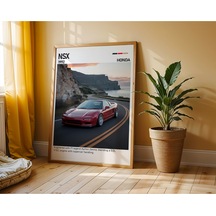 Honda Nsx Ahşap Çerçeveli Poster Tablo Japon Supercar İkonu