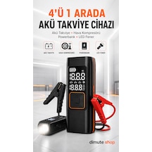 Inflamo Taşınabilir Akü Takviye Cihazı Powerbank Ve Kablosuz Hava Kompresörü 3 Ü 1 Arada