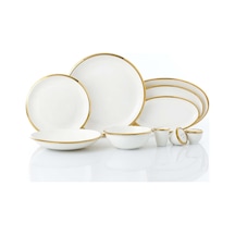 Korkmaz Elektra Collection 60 Parça Gold Yemek Takımı A8056 Beyaz