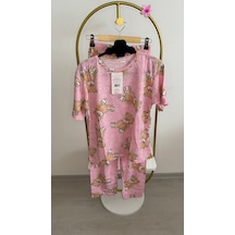 Gamzelirenklerim Ayıcıklı Kısa Kollu Pijama Takımı Pembe
