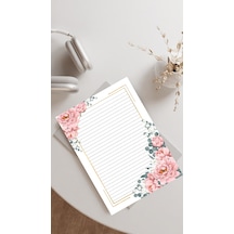 20 Adet 20x28 cm Boyutunda Çiçekli Mektup Kağıdı/not Kağıdı Model 16
