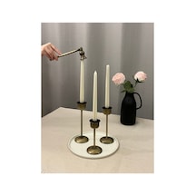 Eskitme Gold Rengi Bloom Set 3'lü Şamdan & Dekoratif Mum Söndürücü Obje Eskitme Gold - 829988927 Eskitme Gold