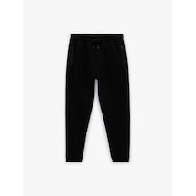 Koton Beli Bağcıklı Fermuarlı Cepli Şardonlu Jogger Eşofman Altı Siyah 6wam40057mk Siyah