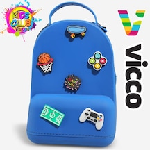Vicco Pvc Mini Boy Çocuk Plaj Çantası Kreş Çantası Sırt Çantası Okul Çantası Unisex Çanta Lacivert