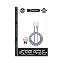 Şarj Kablosu Lightning Usb Ap210 Gri 3.0a Elektronik Parça Telefon Aksesuarı Pratik Kablo