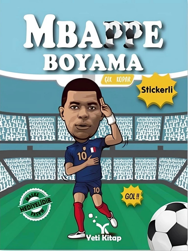 Mbappe Çıkartmalı Maskeli Boyama Kitabı