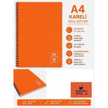 Saygılıofis 40 Yaprak A4 Spiralli Pp Kapak Kareli Defter Turuncu