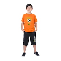Give Up Baskılı Erkek Çocuk Kısa Kollu Cepli Kapri Alt-üst Takım Gri